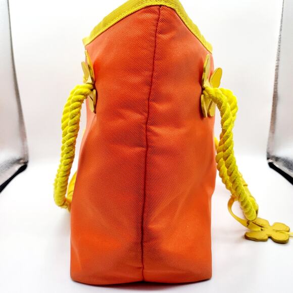 Y2K Escada Orange and Yellow Canvas Butterfly Detail Mini Tote Shoulder Handbag - Picture 4 of 13